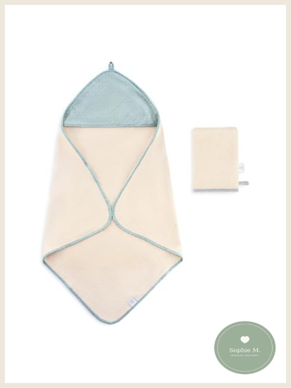 GOTS Certified Organic Cotton Hooded Baby Towel & Wash Mitt Set